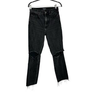 Abercrombie & Fitch Black Ultra High Rise Mom Jean Distressed Size 28/6